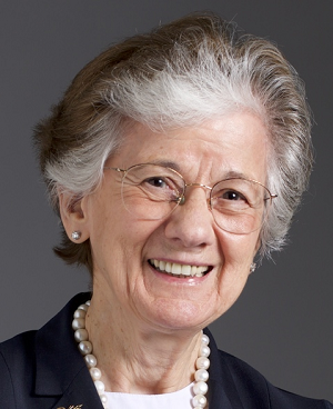 Headshot of Rita Colwell smiling and wearing glasses.