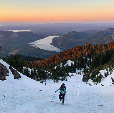 Khan climbs Mt. Ellinor in the Olympics. Photo: Courtesy of Khan.